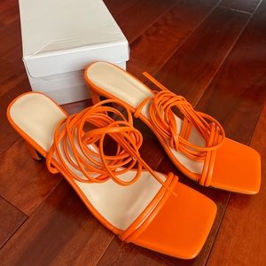 Orange Strappy High Heels